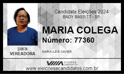 Candidato MARIA COLEGA 2024 - BADY BASSITT - Eleições