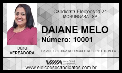 Candidato DAIANE MELO 2024 - MORUNGABA - Eleições