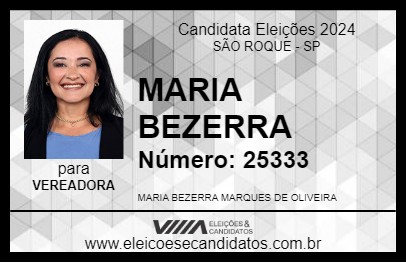 Candidato MARIA BEZERRA 2024 - SÃO ROQUE - Eleições