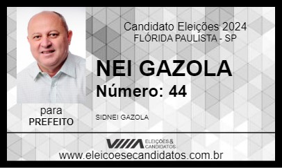 Candidato NEI GAZOLA 2024 - FLÓRIDA PAULISTA - Eleições