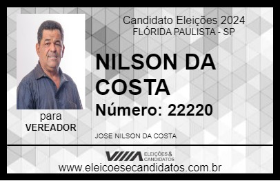 Candidato NILSON DA COSTA 2024 - FLÓRIDA PAULISTA - Eleições