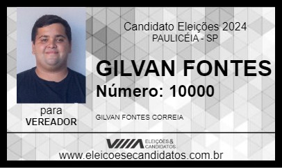 Candidato GILVAN FONTES 2024 - PAULICÉIA - Eleições