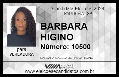 Candidato BARBARA HIGINO 2024 - PAULICÉIA - Eleições