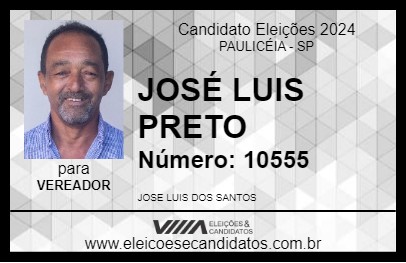 Candidato JOSÉ LUIS PRETO 2024 - PAULICÉIA - Eleições