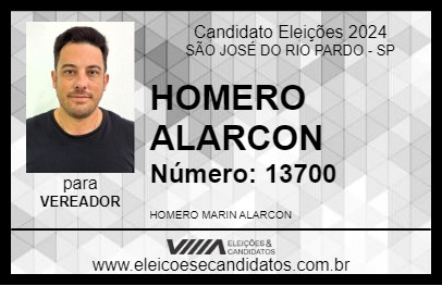 Candidato HOMERO ALARCON 2024 - SÃO JOSÉ DO RIO PARDO - Eleições