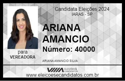 Candidato ARIANA AMANCIO 2024 - IARAS - Eleições