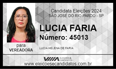 Candidato LUCIA FARIA 2024 - SÃO JOSÉ DO RIO PARDO - Eleições