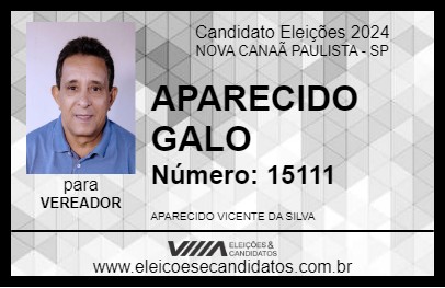 Candidato APARECIDO GALO 2024 - NOVA CANAÃ PAULISTA - Eleições