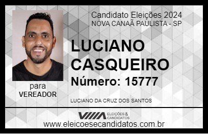 Candidato LUCIANO CASQUEIRO 2024 - NOVA CANAÃ PAULISTA - Eleições