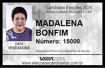 Candidato MADALENA BONFIM 2024 - NOVA CANAÃ PAULISTA - Eleições