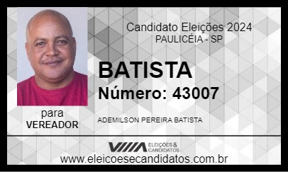 Candidato BATISTA 2024 - PAULICÉIA - Eleições