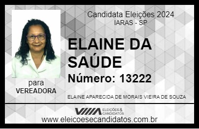 Candidato ELAINE DA SAÚDE 2024 - IARAS - Eleições