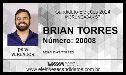 Candidato BRIAN TORRES 2024 - MORUNGABA - Eleições