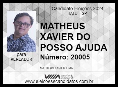 Candidato MATHEUS XAVIER DO POSSO AJUDA 2024 - TATUÍ - Eleições