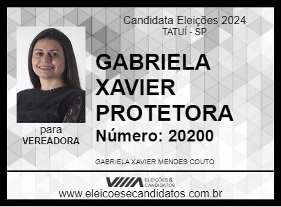 Candidato GABRIELA XAVIER PROTETORA 2024 - TATUÍ - Eleições