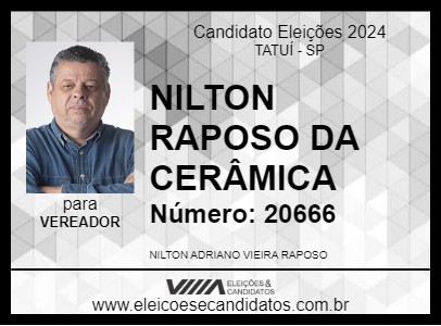 Candidato NILTON RAPOSO DA CERÂMICA 2024 - TATUÍ - Eleições