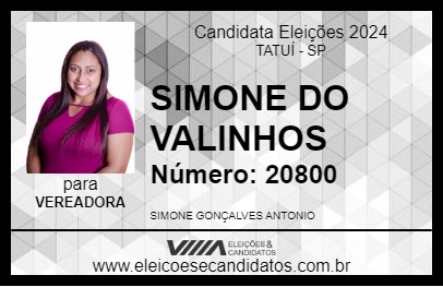 Candidato SIMONE DO VALINHOS 2024 - TATUÍ - Eleições