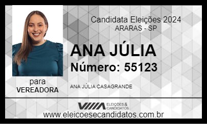 Candidato ANA JÚLIA CASAGRANDE 2024 - ARARAS - Eleições