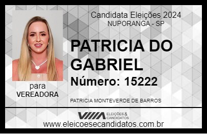 Candidato PATRICIA DO GABRIEL 2024 - NUPORANGA - Eleições