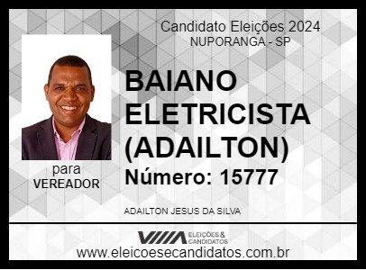 Candidato BAIANO ELETRICISTA (ADAILTON) 2024 - NUPORANGA - Eleições