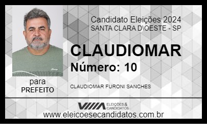 Candidato CLAUDIOMAR 2024 - SANTA CLARA D\OESTE - Eleições