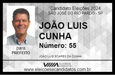 Candidato JOÃO LUIS CUNHA 2024 - SÃO JOSÉ DO RIO PARDO - Eleições