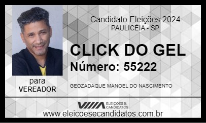 Candidato CLICK DO GEL 2024 - PAULICÉIA - Eleições