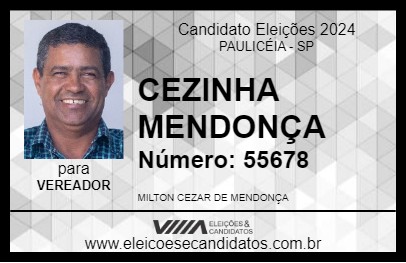 Candidato CEZINHA MENDONÇA 2024 - PAULICÉIA - Eleições