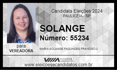 Candidato SOLANGE 2024 - PAULICÉIA - Eleições