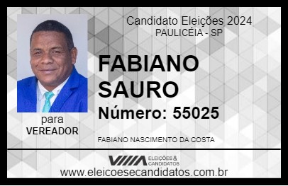 Candidato FABIANO SAURO 2024 - PAULICÉIA - Eleições