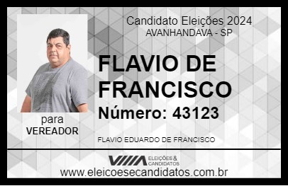 Candidato FLAVIO DE FRANCISCO 2024 - AVANHANDAVA - Eleições