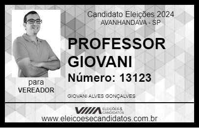 Candidato PROFESSOR GIOVANI 2024 - AVANHANDAVA - Eleições