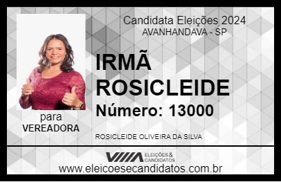 Candidato IRMÃ ROSICLEIDE 2024 - AVANHANDAVA - Eleições