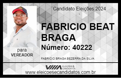 Candidato FABRICIO BEAT BRAGA 2024 - MORRO AGUDO - Eleições