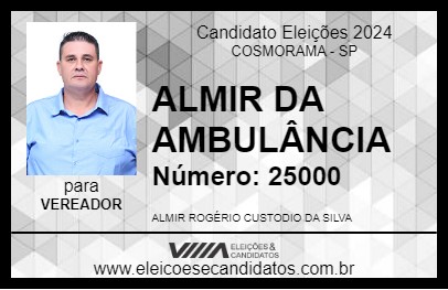 Candidato ALMIR DA AMBULÂNCIA 2024 - COSMORAMA - Eleições