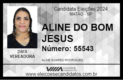 Candidato ALINE DO BOM JESUS 2024 - MATÃO - Eleições