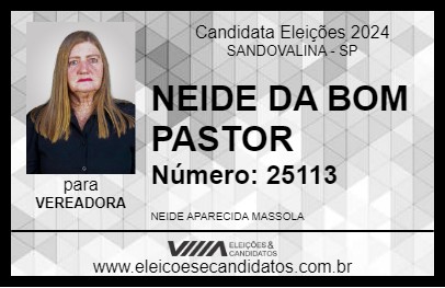 Candidato NEIDE DA BOM PASTOR 2024 - SANDOVALINA - Eleições