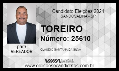 Candidato TOREIRO 2024 - SANDOVALINA - Eleições