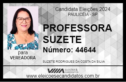 Candidato PROFESSORA SUZETE 2024 - PAULICÉIA - Eleições