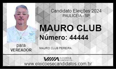 Candidato MAURO CLUB 2024 - PAULICÉIA - Eleições