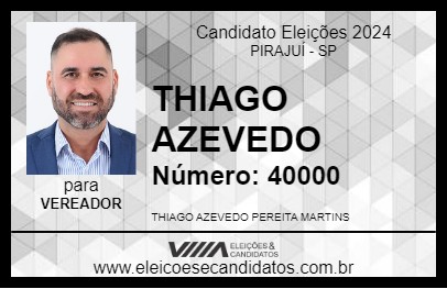 Candidato THIAGO AZEVEDO 2024 - PIRAJUÍ - Eleições