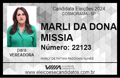 Candidato MARLI DA DONA MISSIA 2024 - COSMORAMA - Eleições