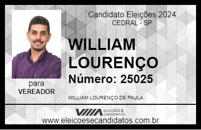 Candidato WILLIAM LOURENÇO 2024 - CEDRAL - Eleições