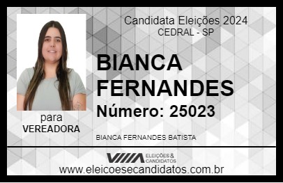 Candidato BIANCA FERNANDES 2024 - CEDRAL - Eleições