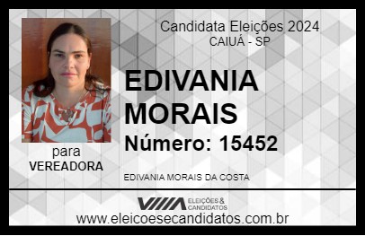 Candidato EDIVANIA MORAIS 2024 - CAIUÁ - Eleições