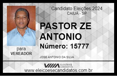 Candidato PASTOR ZE ANTONIO 2024 - CAIUÁ - Eleições