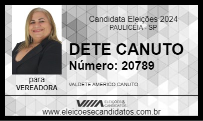 Candidato DETE CANUTO 2024 - PAULICÉIA - Eleições