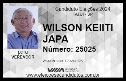 Candidato WILSON KEIITI JAPA  2024 - TATUÍ - Eleições