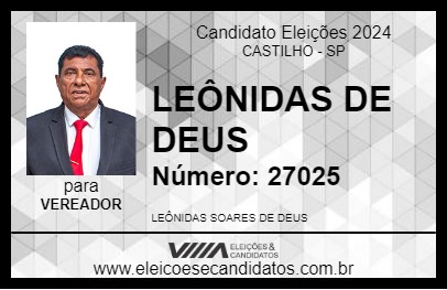 Candidato LEÔNIDAS DE DEUS 2024 - CASTILHO - Eleições