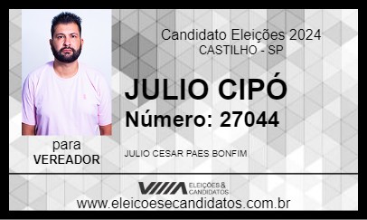 Candidato JULIO CIPÓ 2024 - CASTILHO - Eleições